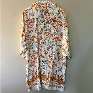 Caribbean Joe Orange and White Casual Button Down Shirt